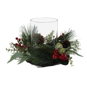 Christmas Greenery Hurricane Centerpiece
